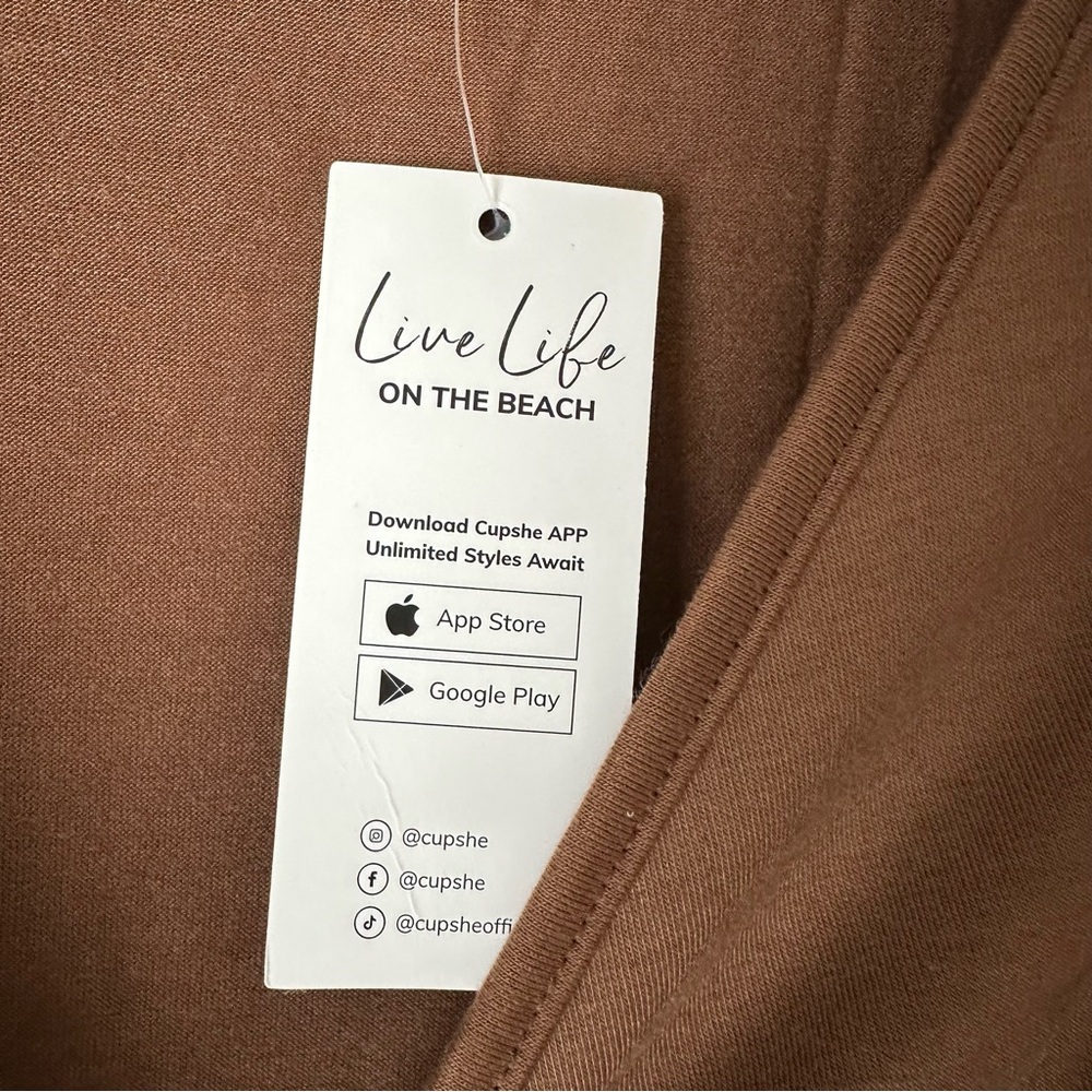 Cupshe Brown and White Bobo Style Swim Coverup Size Large - Picture 10 of 14
